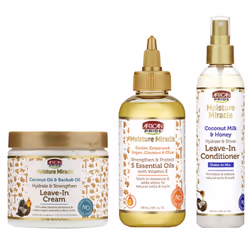 African Pride Moisture Miracle Leave-In Conditioner, Leave-In Cream And 5 Essentail Oils (Set Of 3)