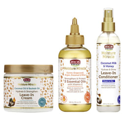 African Pride Moisture Miracle Leave-In Conditioner, Leave-In Cream And 5 Essentail Oils (Set Of 3)