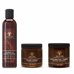 As I Am Naturally Coconut Cowash 16Oz, Leave-In Conditioner 8Oz, Doublebutter Cream Moisturizer 8Oz (Set Of 3)