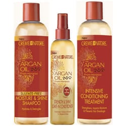 Creme Of Nature Argan Oil Sulfate-Free Shampoo 354Ml, Leave-In Conditioner & Conditioning Treatment (Set Of 3)