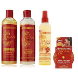 Creme Of Nature Argan Oil (Set Of 4) Sulphate Free Shampoo, Intensive Conditioner, Leave In Condtioner, Edges Gel.