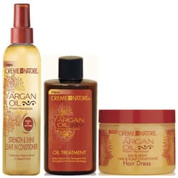 Creme Of Nature Argan Oil Leave-In Conditioner,Argan Oil Treatment & Hair Conditioner (Set Of 3)