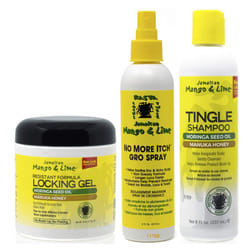 Jamaican Mango & Lime Locking Gel 6Oz With Itch Grow Spray 8Oz & Shampoo 8Oz (Set Of 3)