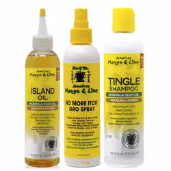 Jamaican Mango & Lime Island Oil 8Oz With Itch Grow Spray 8Oz & Shampoo 8Oz (Set Of 3)