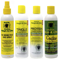 Jamaican Mango & Lime Itch Grow Spray 8oz, Shampoo 8oz, Protein Conditioner 8oz & Cactus Leave-In Moisturizer (Set Of 4)