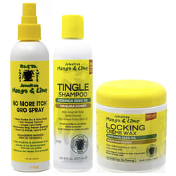 Jamaican Mango & Lime Itch Grow Spray 8Oz With Tingle Shampoo 8Oz & Locking Creme Wax 6Oz (Set Of 3)