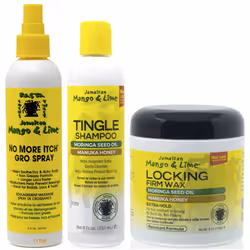 Jamaican Mango & Lime No More Itch Grow Spray 8Oz With Tingle Shampoo 8Oz & Locking Firm Wax 6Oz (Set Of 3)