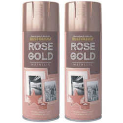 2 x 400ml Metallic Rose Gold Rust-Oleum Multi-Purpose Spray Paint