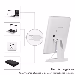 White 16 LED Touch Vanity Mirror Cosmetic light 180Â° Rotation Tray
