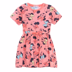 Minnie Mouse Dress Girls Sundress Disney Short Sleeved Cotton T-Shirt Dress - 5-6 Years