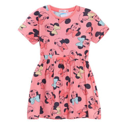 Minnie Mouse Dress Girls Sundress Disney Short Sleeved Cotton T-Shirt Dress - 5-6 Years