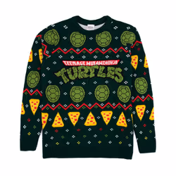 Teenage Mutant Ninja Turtles Christmas Jumper Mens Green Knitted Sweater - S