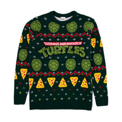 Teenage Mutant Ninja Turtles Christmas Jumper Mens Green Knitted Sweater - S