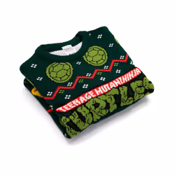 Teenage Mutant Ninja Turtles Christmas Jumper Mens Green Knitted Sweater - XL