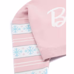 Barbie Cropped Christmas Jumper Womens Snowflakes Fairisle Pink Knitted Sweater - XL