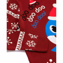 Baby Shark Daddy Christmas Jumper Mens Red Knitted Xmas Sweater - XL
