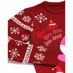 Baby Shark Mommy Christmas Jumper Womens Red Knitted Xmas Sweater - 2XL