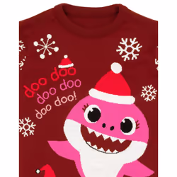 Baby Shark Mommy Christmas Jumper Womens Red Knitted Xmas Sweater - 2XL