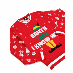 Elf Movie Christmas Jumper Adults Santa Festive Red Knitted Sweater - S