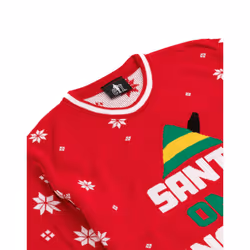Elf Movie Christmas Jumper Adults Santa Festive Red Knitted Sweater - M