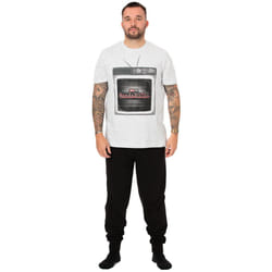 Marvel Short Sleeve Long Leg Pyjama Set (Mens White) - Large