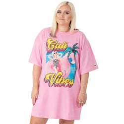 Barbie Short Sleeve Skater Dress (Womens Pink) - Small