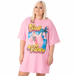 Barbie Short Sleeve Skater Dress (Womens Pink) - Medium