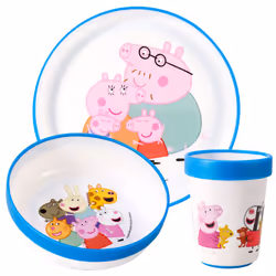 Peppa Pig 3pcs Bicolor Set Plate, Bowl & Tumbler, BPA Free