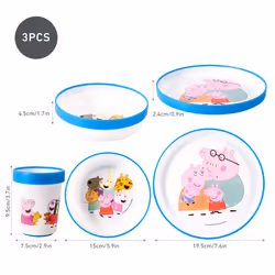 Peppa Pig 3pcs Bicolor Set Plate, Bowl & Tumbler, BPA Free