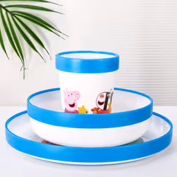 Peppa Pig 3pcs Bicolor Set Plate, Bowl & Tumbler, BPA Free