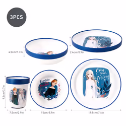 Frozen 3pcs Bicolor Set Plate, Bowl & Tumbler, BPA Free