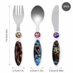 Jurassic World Children's Kids 3pcs Cutlery Set