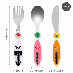 Minecraft Girl Children's Kids 3pcs Cutlery Set