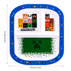 Minecraft 3 Section Childrens Divided Breakfast Lunch Dinner Plate