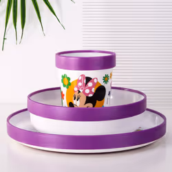 Minnie Mouse 3pcs Bicolor Set Plate, Bowl & Tumbler, BPA Free