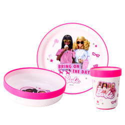 Barbie 3pcs Bicolor Set Plate, Bowl & Tumbler, BPA Free
