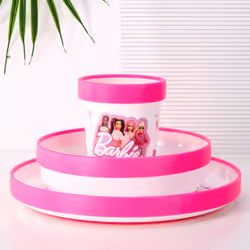 Barbie 3pcs Bicolor Set Plate, Bowl & Tumbler, BPA Free