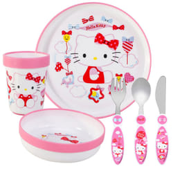 Hello Kitty Kids 6 Piece Dinner Set - Plate/Bowl/Cup/Knife/Fork/Spoon