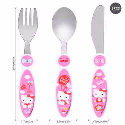 Hello Kitty Kids 6 Piece Dinner Set - Plate/Bowl/Cup/Knife/Fork/Spoon