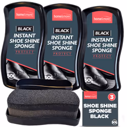 3pk Instant Shoe Shine Sponge Black | Leather Boot Polish