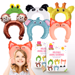 12pk Inflatable Jungle Animal Headband | Party Props Safari