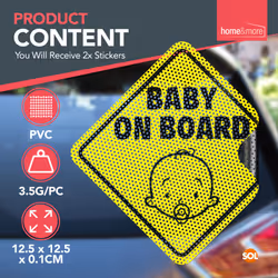 2 Baby on Board Sticker Car Signs Decal|Children Window Safety Warning
