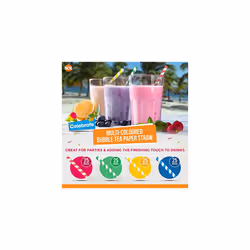 100pk Colourful Bubble Tea Straws 21cm | Large & Thick Paper Straws Drinking Paper That Won't Go Soggy | Large Boba Straws, Biodegradable Milkshake