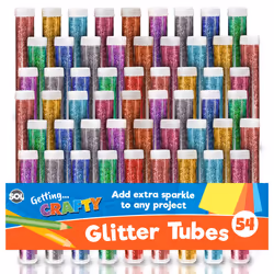 54pk Kids Glitter Tubes in 10 Assorted Vibrant Colours | Craft Glitter Shaker | Resin Glitter for Arts | Fine Glitter for Sli ...