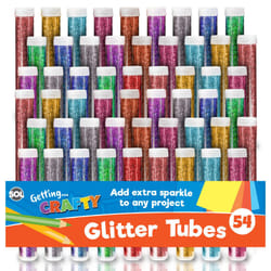 54pk Kids Glitter Tubes in 10 Assorted Vibrant Colours | Craft Glitter Shaker | Resin Glitter for Arts | Fine Glitter for Slime | Glitter for Wax