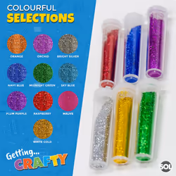 54pk Kids Glitter Tubes in 10 Assorted Vibrant Colours | Craft Glitter Shaker | Resin Glitter for Arts | Fine Glitter for Slime | Glitter for Wax