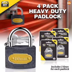 [4 Sets] Cast Iron Heavy Duty Padlock with Keys - 40mm Outdoor Padlocks for Shed, Gate & Fence â Durable Shed Locks for Home Security