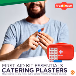200pk Assorted Blue Plasters Waterproof Catering | First Aid Plasters