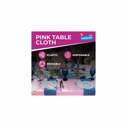 6pk Pink Table Cloths Party | 121 x 121cm | Plastic Table Cover Party | Baby Pink Table Cloth Party Table Cover | Pink Party Table Cloth | Pink Table