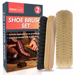 2pk Shoe Brush Set | Traditional Shoe Polish Brushes Ideal for Leather Shoes, Boots Suede | Wooden Handle Shoe Cleaning Brush ...